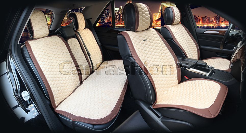 Накидки универсальные CarFashion Capri Plus для авто, цвет Коричневый/Бежевый/Бежевый. Артикул 22252