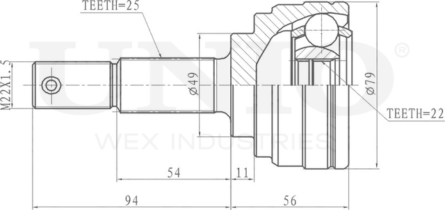 ШРУС наружный (Unio). Артикул CVJ-20171