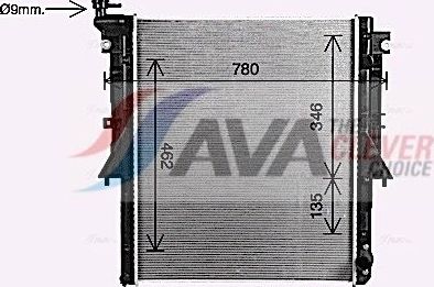 Радиатор охлаждения двигателя AVA для Fiat Fullback I 2016-2026. Артикул MT2281
