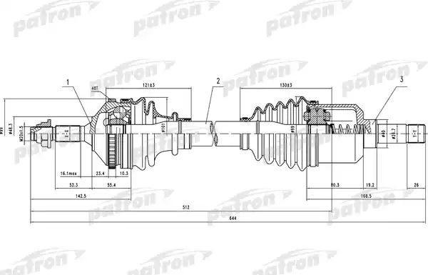 Полуось (привод в сборе, приводной вал) Patron. Артикул PDS0389