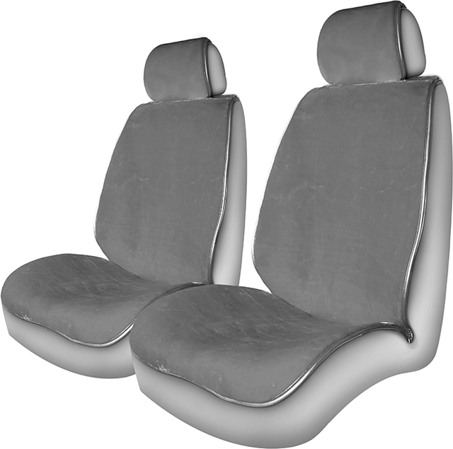 Накидки универсальные CarFashion Alpaca из искусственного меха на передние сидения авто, цвет Темно серый. Артикул 21212