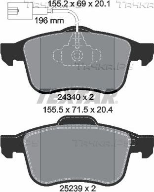 Тормозные колодки Textar Q+. Артикул 2434001