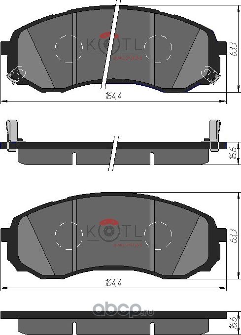 Колодки тормозные дисковые передние к-т HYUNDAI H1 02-/KIA CARNIVAL 06- (Kotl) Kotl. Артикул 3448kt
