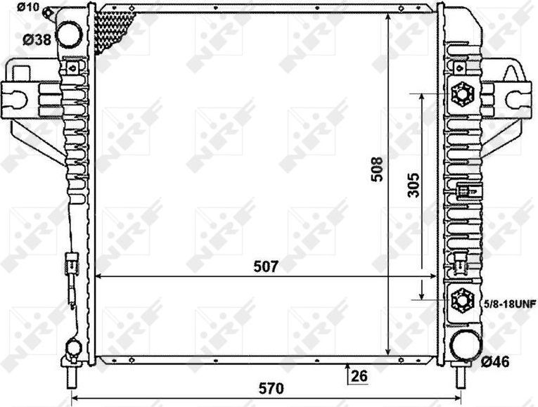 Радиатор охлаждения двигателя NRF (алюминий). Артикул 53931