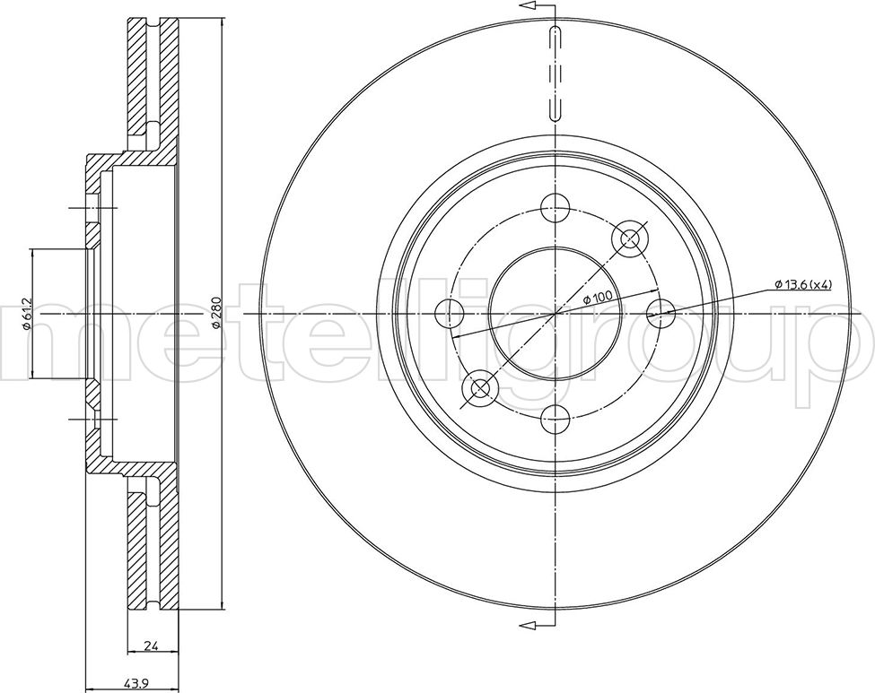Тормозной диск Metelli. Артикул 23-0517C