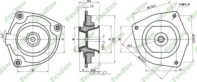 ОПОРА АМОРТИЗАТОРА ПЕРЕДНЕГО ПРАВОГО NISSAN NOTE 1.4/1.6/1.5DCI 06 (Sensen). Артикул M61087