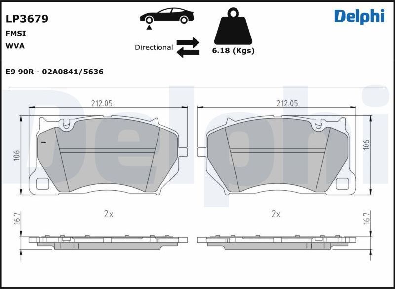 Тормозные колодки Delphi (Low-Metallic). Артикул LP3679