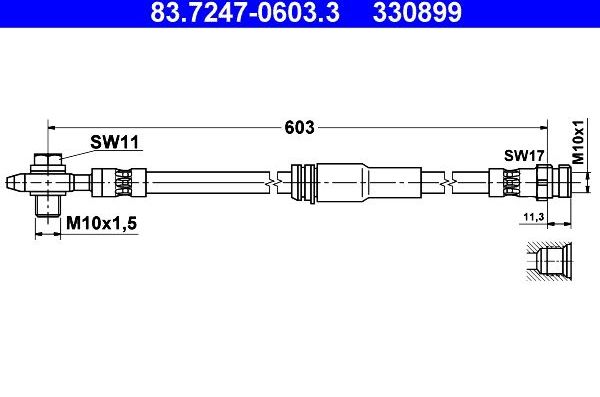 Тормозной шланг ATE передний для Volkswagen Passat B6 2005-2011. Артикул 83.7247-0603.3