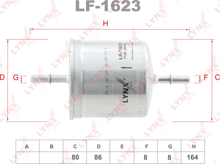 Топливный фильтр LYNXauto. Артикул LF-1623