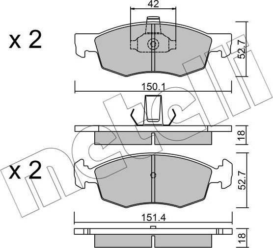 Тормозные колодки Metelli передние для Fiat Doblo I 2001-2015. Артикул 22-0274-2