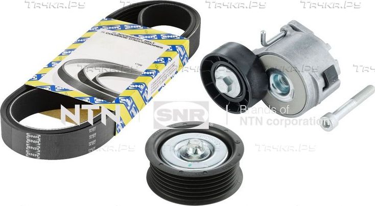 Приводной ремень поликлиновой с роликами (комплект) NTN / SNR для Opel Vectra C 2004-2009. Артикул KA853.25