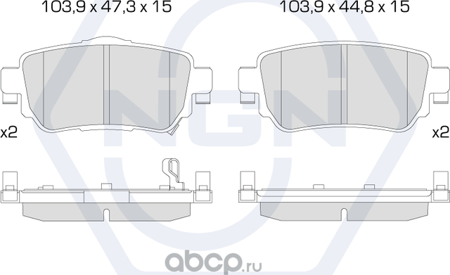 Колодки тормозные керамические, задние (NGN). Артикул 3502516
