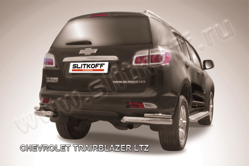Защита Slitkoff задняя d76/42 уголки двойные для Chevrolet TrailBlazer II 2012-2016. Артикул CHTB12-014