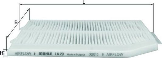 Салонный фильтр Mahle. Артикул LA 23