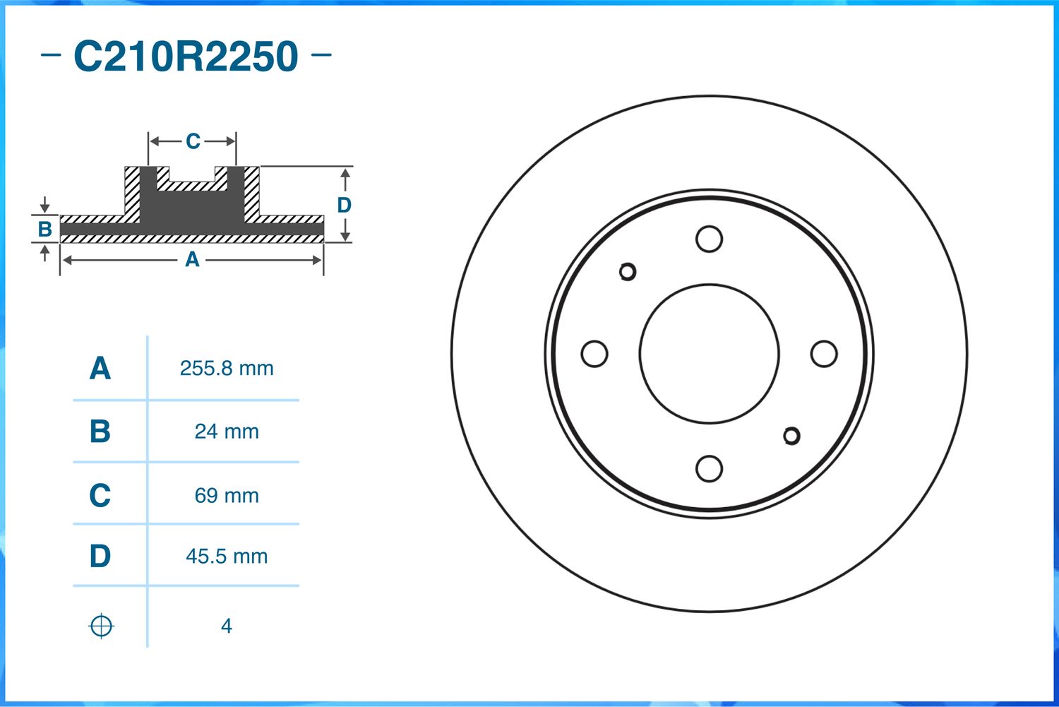 Диск тормозной передний (Cworks). Артикул C210R2250
