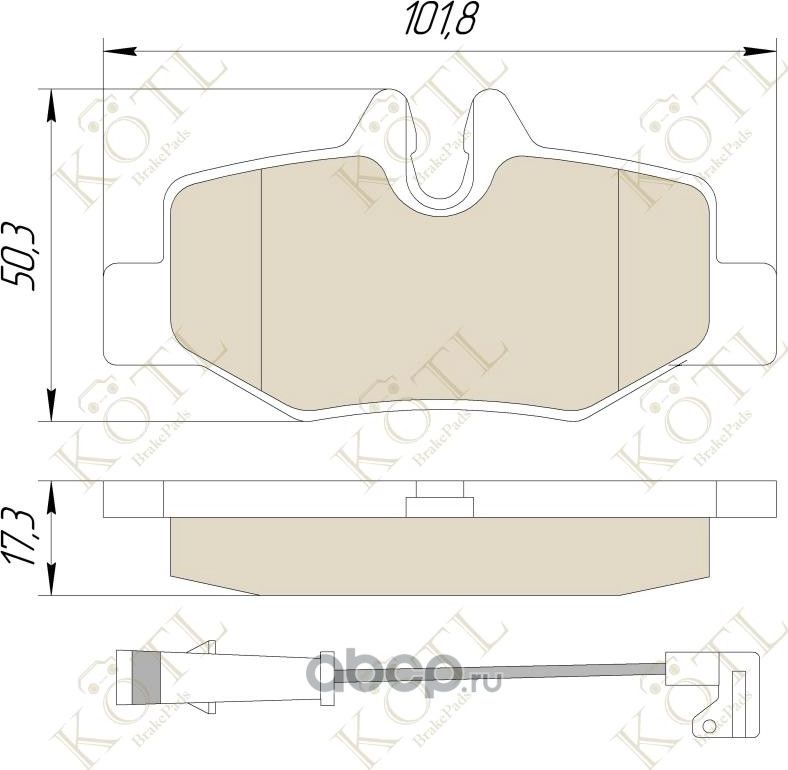 Колодки тормозные дисковые задние к-т с датчиком износа MERCEDES VIANO/VITO W639 03- (Kotl) Kotl. Артикул 1601kt