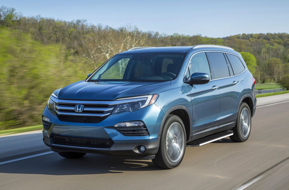 Пороги алюминиевые Rival Premium для Honda Pilot III 2016-2019. Артикул A180ALP.2105.1