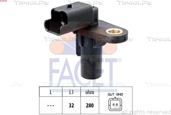 Датчик положения коленвала Facet Made in Italy - OE Equivalent для Renault Megane II 2002-2009. Артикул 9.0579