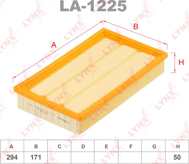 Воздушный фильтр LYNXauto. Артикул LA-1225