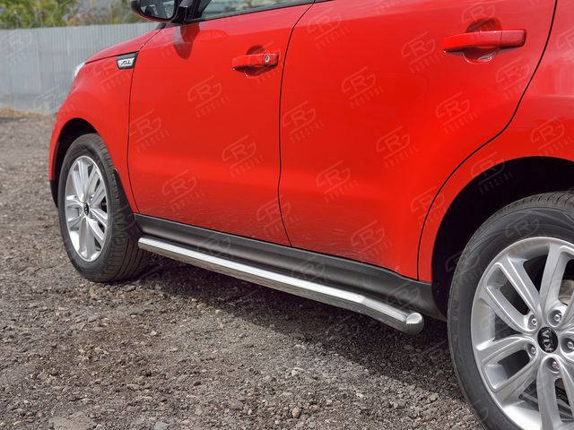 Защита порогов РусCталь труба d63 (вариант 3) для Kia Soul II рестайлинг 2016-2019. Артикул KSOT-0027533