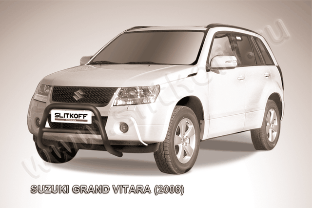 Кенгурятник Slitkoff d57 низкий ЧЕРНЫЙ матовый для Suzuki Grand Vitara III 5-дв. 2008-2012. Артикул SGV08006B