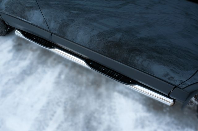 Защита порогов RusStal труба d76 с накладкой (вариант 3) для Toyota RAV4 IV 2015-2019. Артикул TR4T-0021963