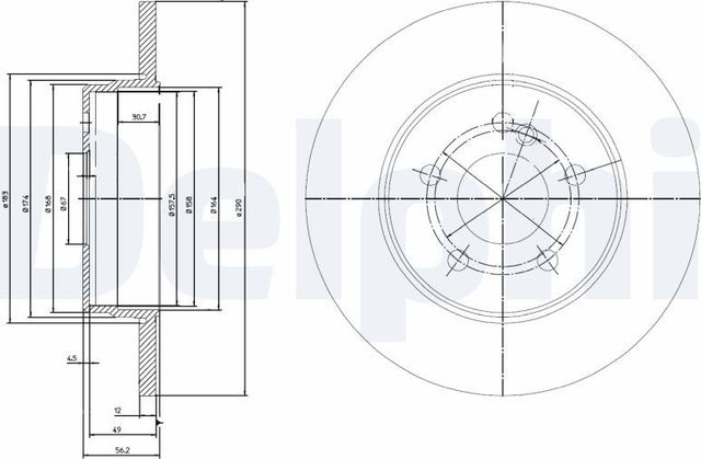 Тормозной диск Delphi передний для Audi A2 2000-2005. Артикул BG3208