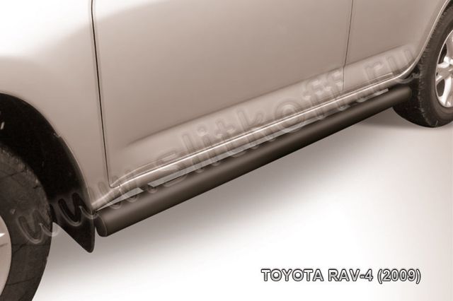 Пороги Slitkoff труба d76 ЧЕРНЫЕ матовые для Toyota RAV4 III SWB 2009-2010. Артикул TR409-010B