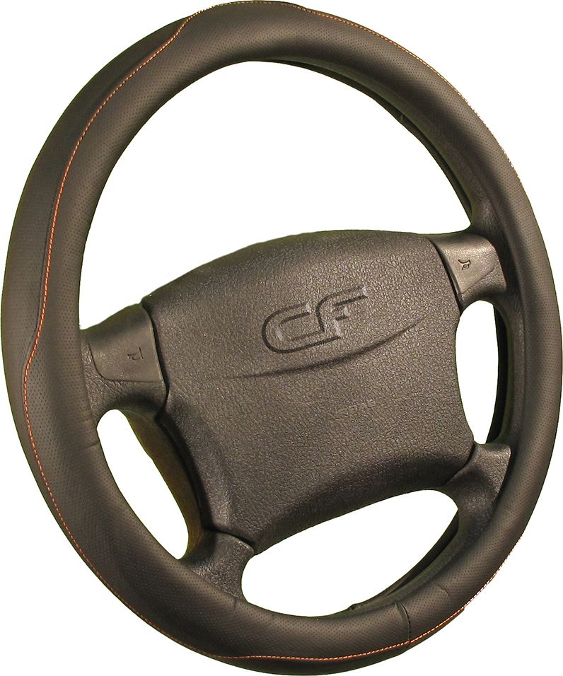 Оплётка на руль CarFashion Creek (размер M, экокожа, цвет ЧЕРНЫЙ/ОРАНЖЕВЫЙ). Артикул 31206