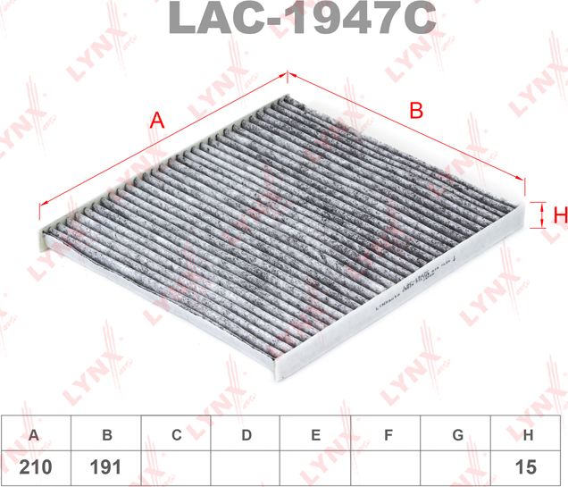 Салонный фильтр LYNXauto. Артикул LAC-1947C