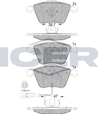 Тормозные колодки Icer. Артикул 181653