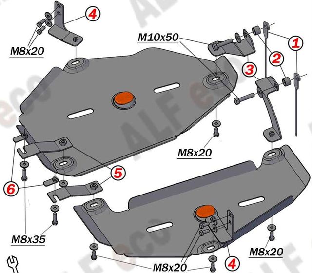 Защита алюминиевая Alfeco для топливного бака Nissan Qashqai II 2013-2026. Артикул ALF.15.43 AL4