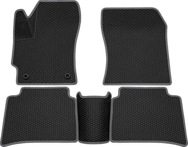 Коврики Rezkon 3D EVA ромб резиновые для салона Toyota Corolla E210 2019-2026 Серый кант. Артикул 9234015302