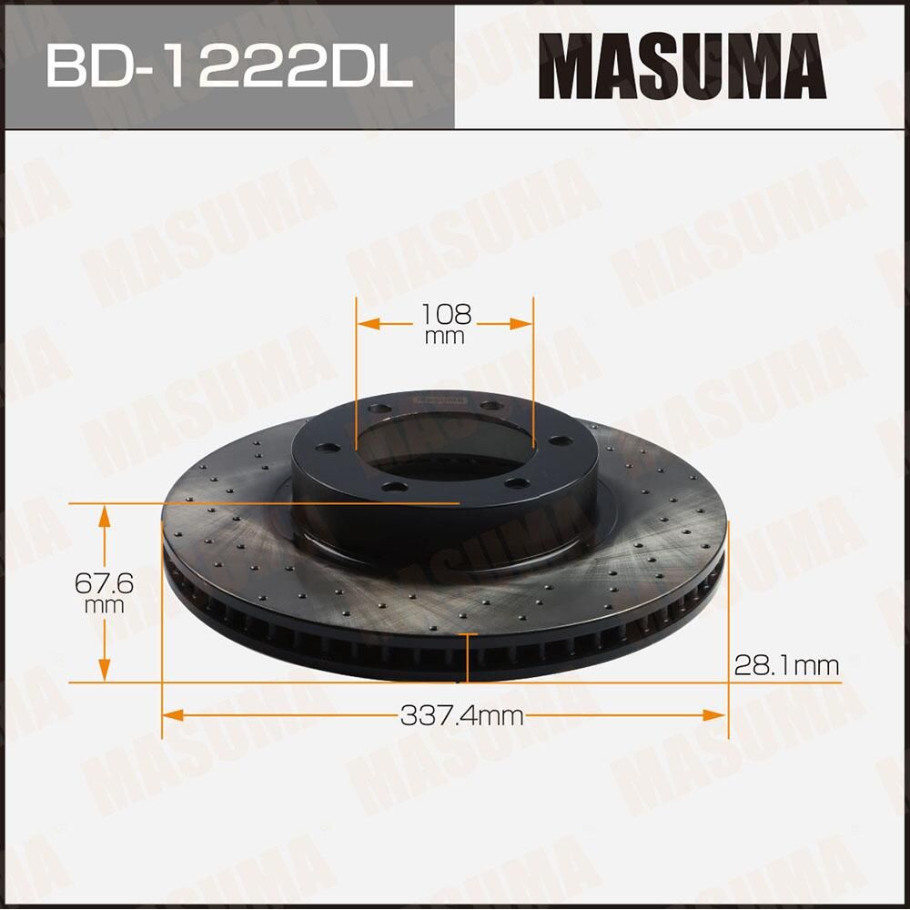 Диск тормозной MASUMA, перфорированный front TOYOTA PRADO / GRJ12#, KDJ12#, RZJ1 Masuma. Артикул BD1222DL