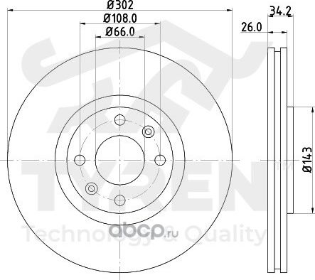 Тормозной диск (Tyren). Артикул TYR1017171