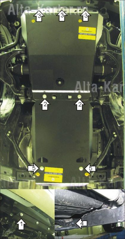 Защита Мотодор для картера, КПП, переднего дифференциала Toyota Land Cruiser Prado 150 2009-2024. Артикул 12510