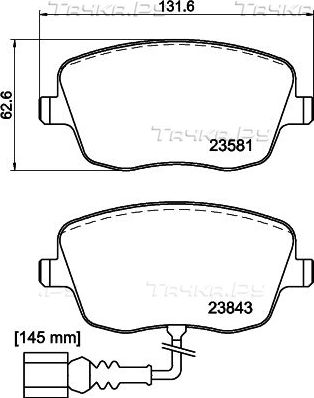 Тормозные колодки Mintex передние для Volkswagen Polo IV 2003-2009. Артикул MDB2538