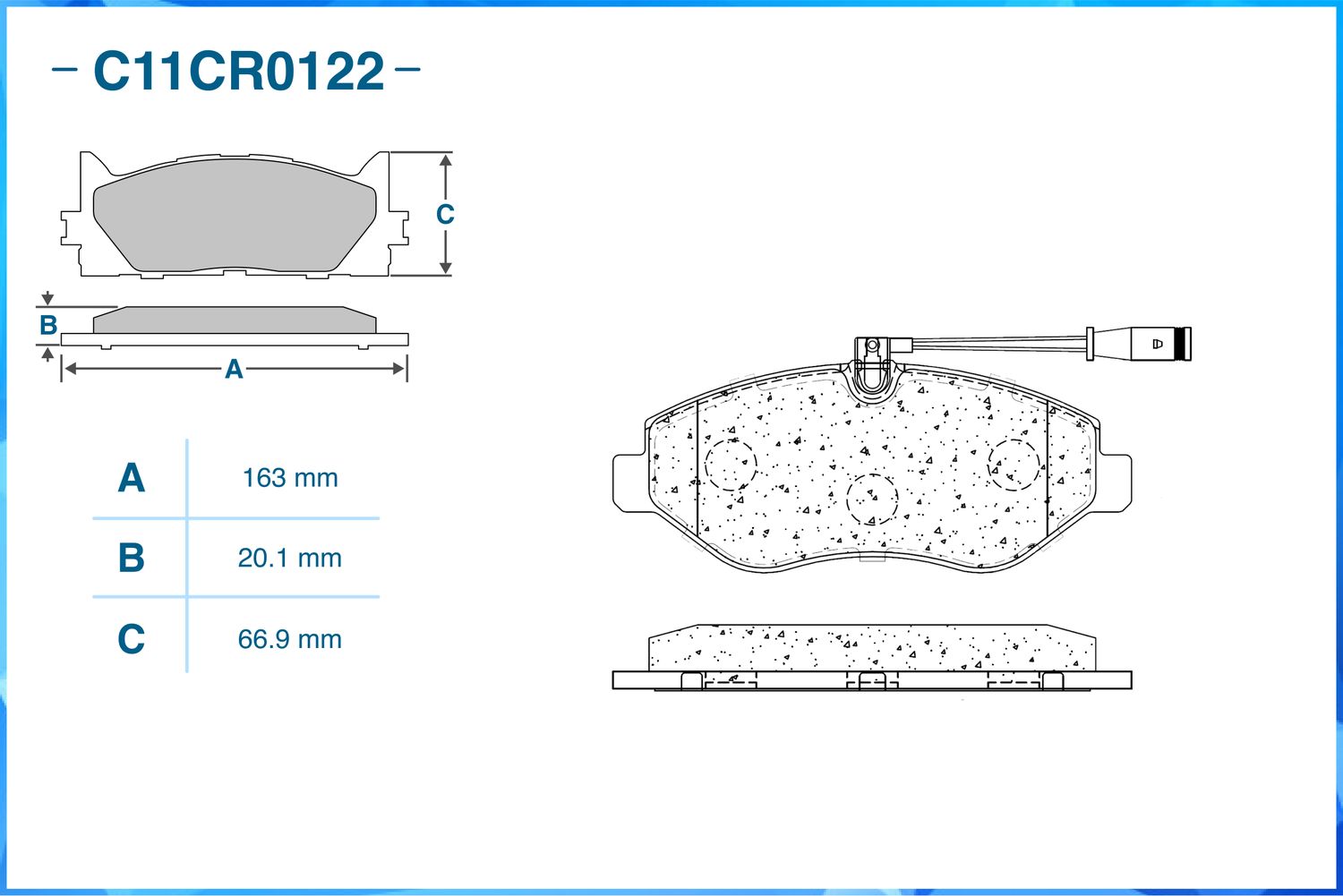 Колодки тормозные передние (Low Metallic) (Cworks). Артикул C11CR0122