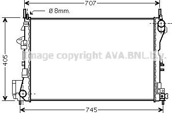 Радиатор охлаждения двигателя AVA для Saab 9-3 II 2002-2015. Артикул OL2338