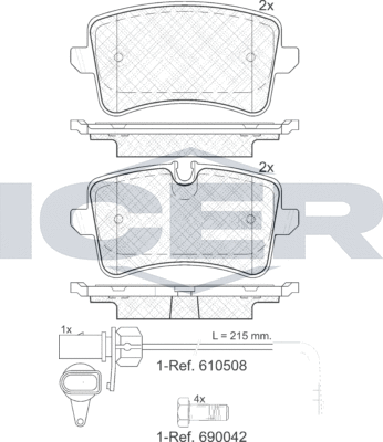 Тормозные колодки Icer. Артикул 181986-203