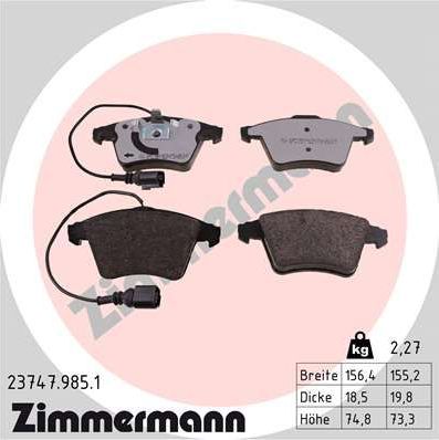 Тормозные колодки Zimmermann rd:z. Артикул 23747.985.1