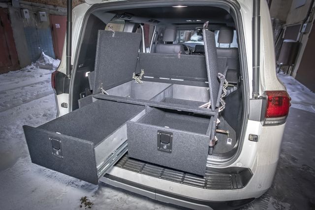 Органайзер Автопол в багaжник (2 выдв.ящика+клав.замки+спальник) Toyota Land Cruiser 300 2021-2024. Артикул 300-004