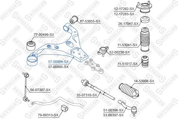 Поперечный рычаг передней подвески Stellox левый для Kia Cerato II 2009-2013. Артикул 57-00894-SX