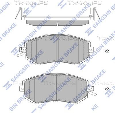 Тормозные колодки Sangsin Hi-Q передние для Subaru Outback IV 2009-2014. Артикул SP1553