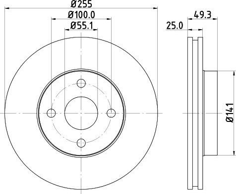 Тормозной диск Mintex передний для Geely FC (Vision) 2006-2012. Артикул MDC1587