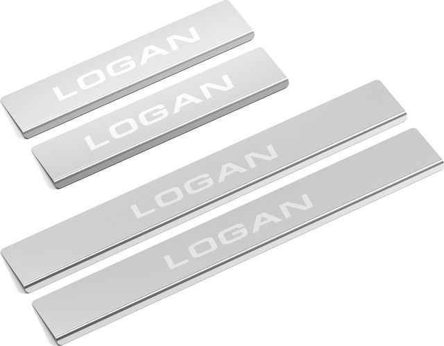 Накладки на пороги AutoMax для Renault Logan II седан 2014-2018 2018-2026. Артикул AMRELOG01