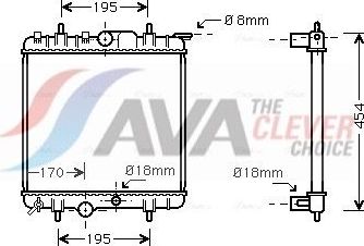 Радиатор охлаждения двигателя AVA для Peugeot 307 I 2000-2003. Артикул PEA2224