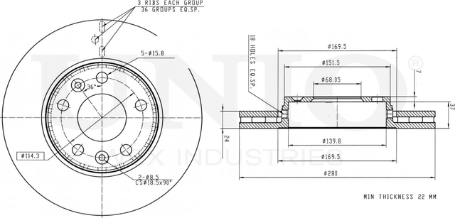 Диск тормозной (Unio). Артикул BRD-20016