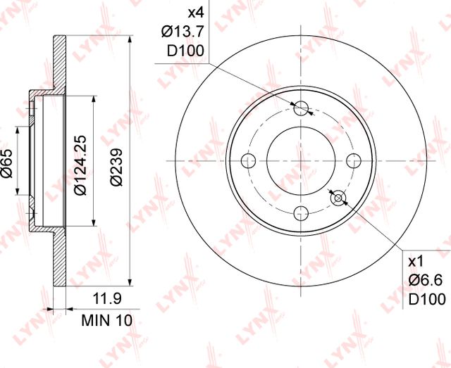 Тормозной диск LYNXauto передний для SEAT Toledo I 1991-1999. Артикул BN-1191