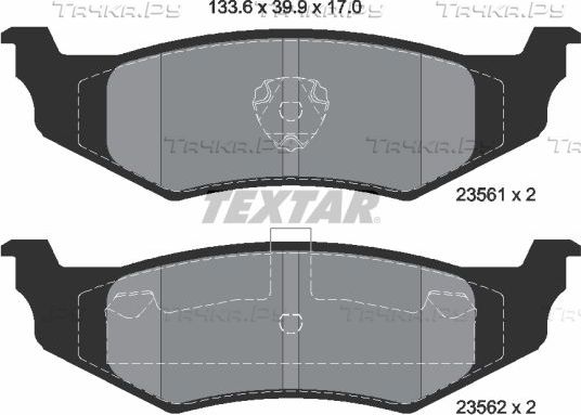 Тормозные колодки Textar Q+ задние для Chrysler Cirrus 1994-2000. Артикул 2356102